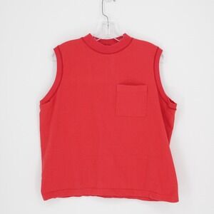Basic Essentials Vintage Women's Red Pocket Mock Neck Sleeveless Tank Top Size M